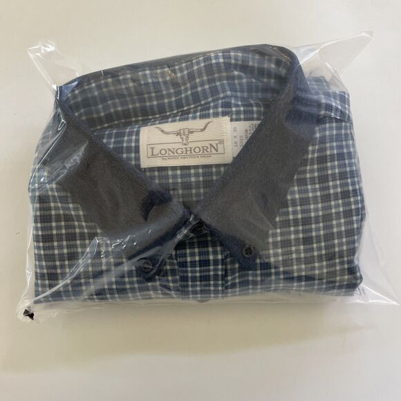 Vintage Longhorn Shirt 18x35 Button Down Western Rodeo Casual Chore‎ Coat COTTON - Picture 10 of 10